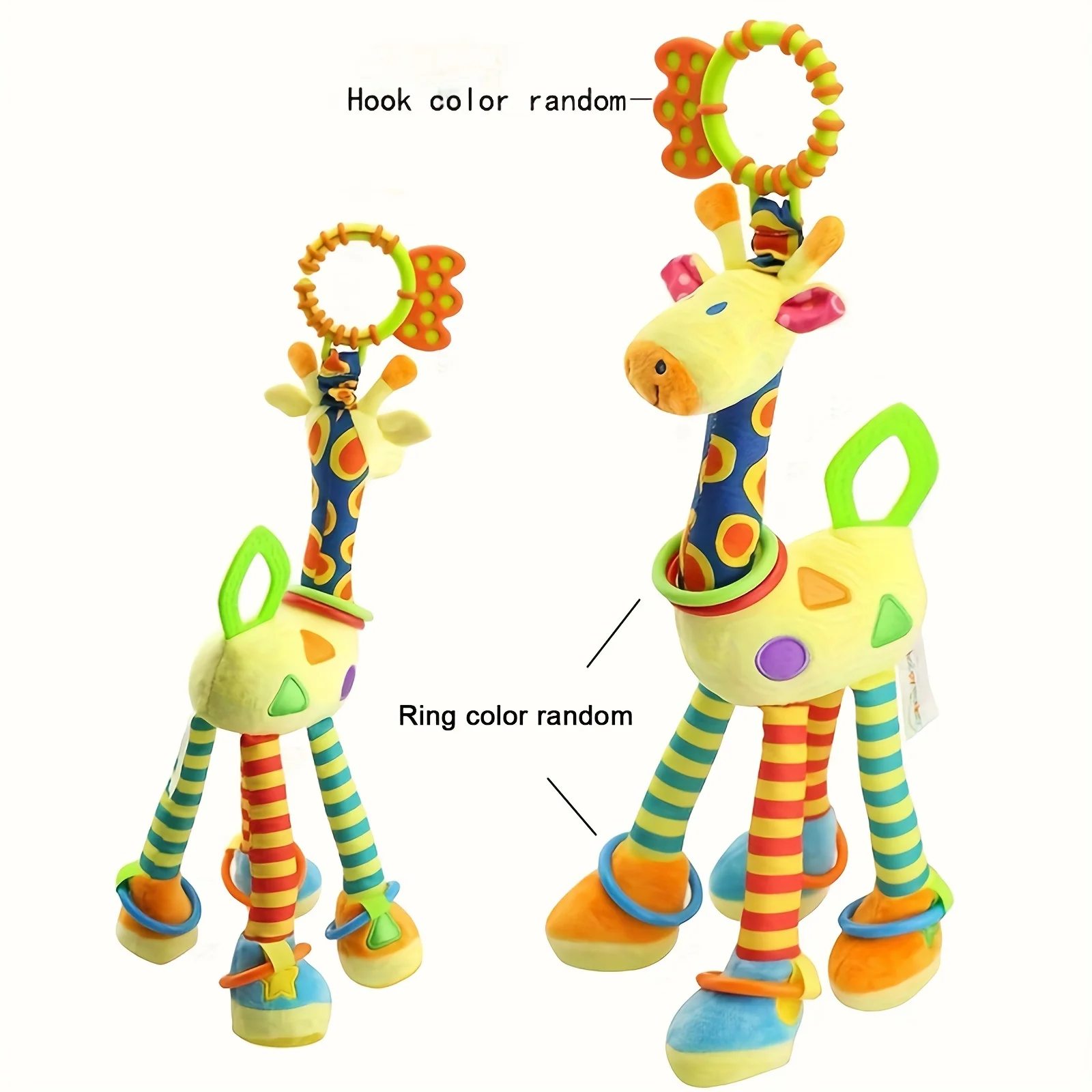 キリンの形をした愛らしいぬいぐるみは,振動する鐘を作り,ベビーカー,座席,ベビーベッドにフィットし,感覚発達を促進します