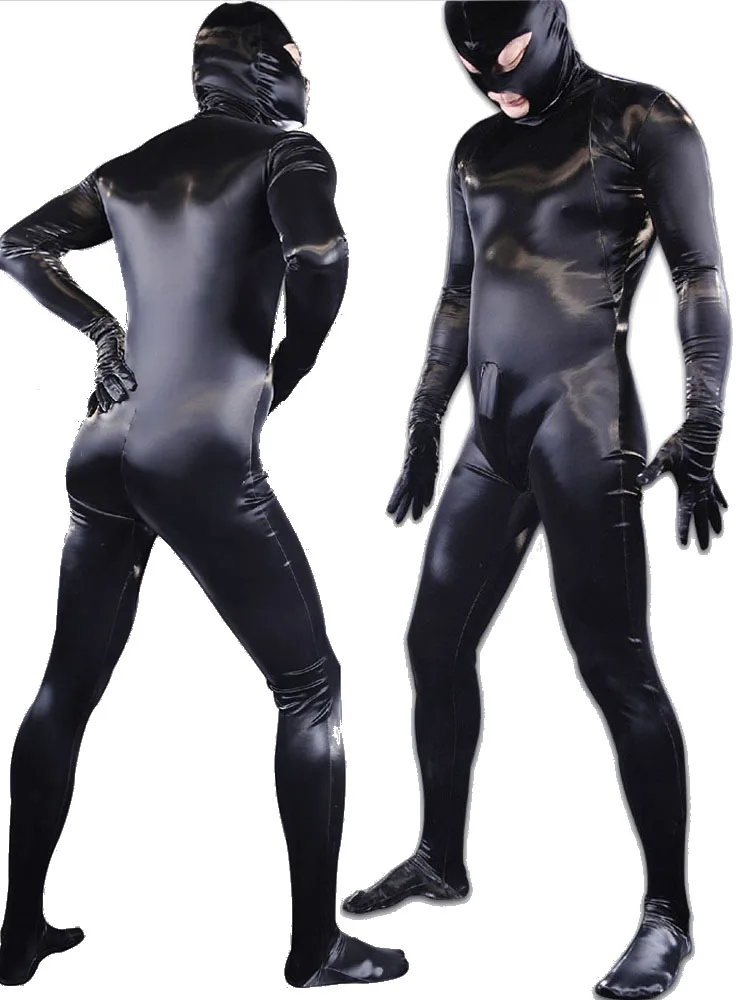 

Эластичный комбинезон из искусственной кожи из искусственной кожи, зентай, выпуклая сумка, боди на молнии с открытой промежностью, колготки, трико, сиамский комбинезон, боди