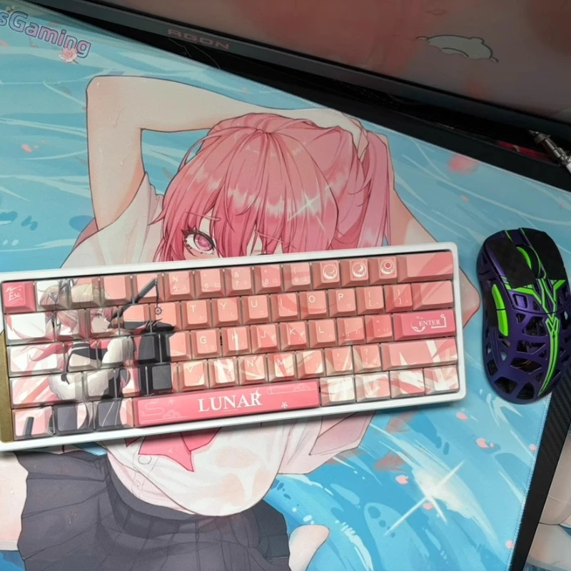 MiFuny Lunar Anime Keycaps PBT Cherry Profile Keycap Customized Cute Girl Key Caps for made68/87 Mechanical Keyboard Accessories