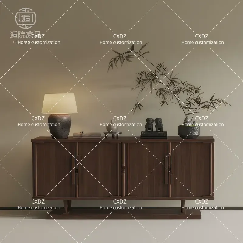 New Chinese Style Entrance Cabinet Song Aesthetic Dining Sideboard Household Storage Wall Mounted Low Cabinet High Cabinet