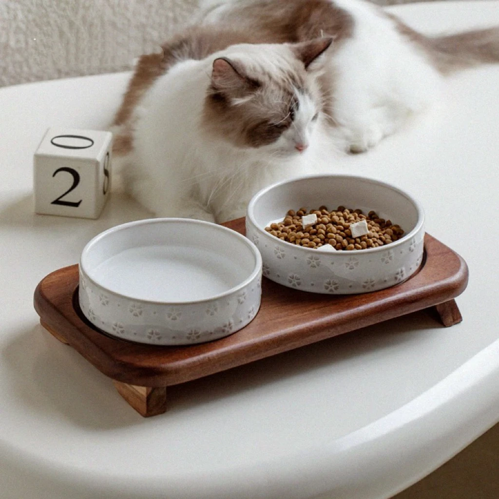 

Ceramic embossed pet bowl, large-capacity non-slip, universal for cats and dogs