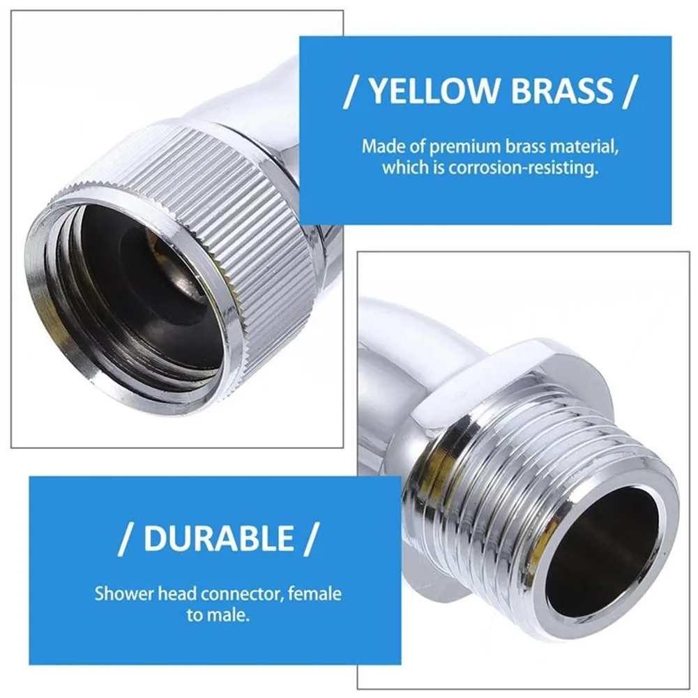 Accessory Shower Elbow Adapter Adjustable Easy To Install Solid Brass Body Brass For Shower Head G1/2 45°Angle