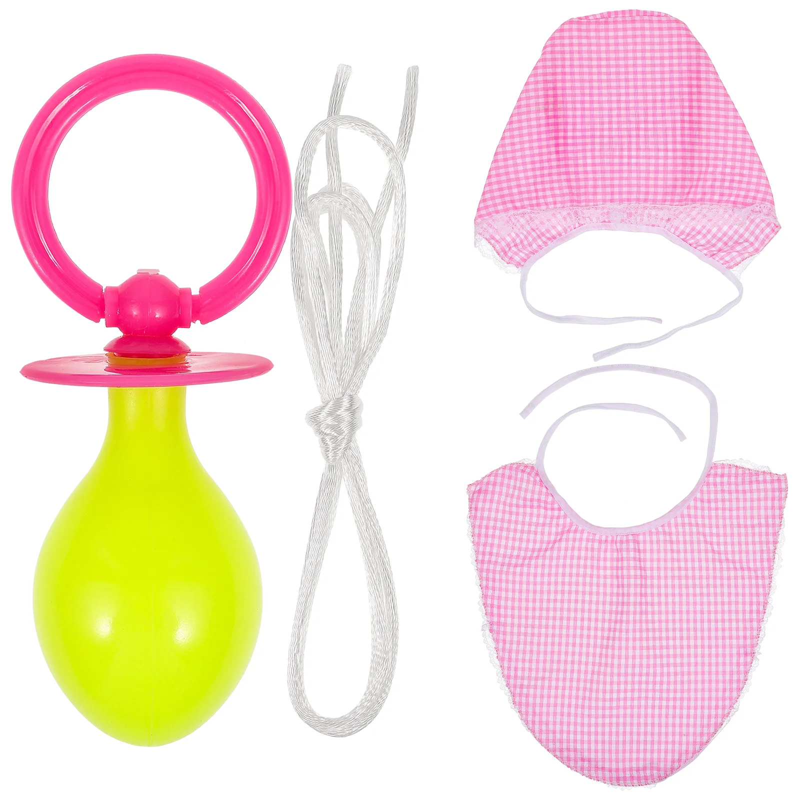 3 Pcs Funny Adults Cosplay Baby Pacifier Bib Hat Set Party Funny Props Baby Kids Accessories Kit (Pink)