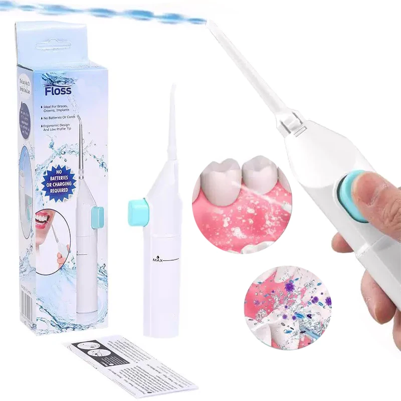 Oral Portable Electric High-Pressure Water Flosser Manual Pulse Jet Dental Teeth And Gums Cleaner Deep Cleaning Irrigator