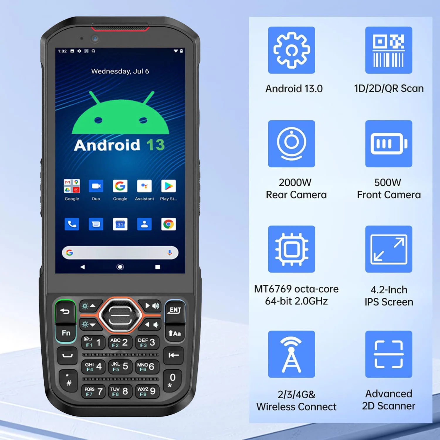 5.5 Inch Android 13 Handheld PDA 5200mAh Hot Swap 6G 64G Terminal Handheld Termianl 2D Barcode Scanner PDA for Warehouse Retail