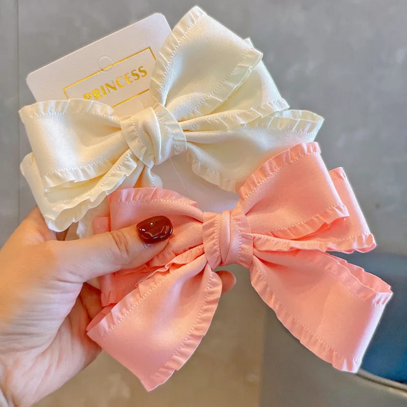 دبوس شعر أنيق على شكل فيونكة كبيرة للفتيات مشبك شعر كوري للخريف والشتاء إكسسوارات شعر عصرية لرفع ملابس الأطفال الأنيقة