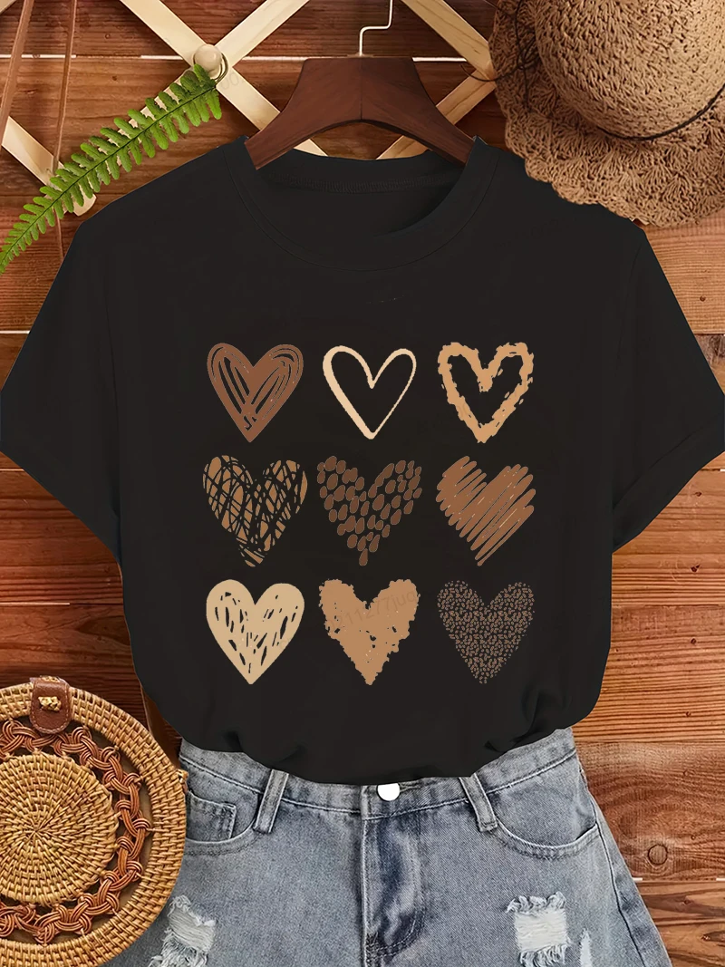 

Women Clothes Tops,Melanin Hearts T-Shirts,Black Women Gift Women's Casual T-Shirts Short-sleeved T-shirt Black History Month