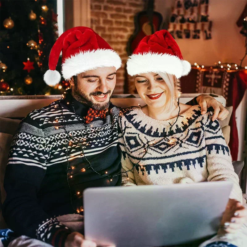 Świąteczna pluszowa czapka Świętego Mikołaja, nowatorska czapka, akcesorium do ubrań świątecznych dla dzieci, rekwizyt do przebierania, dekoracja, prezent dla Świętego Mikołaja, artykuły na przyjęcie.