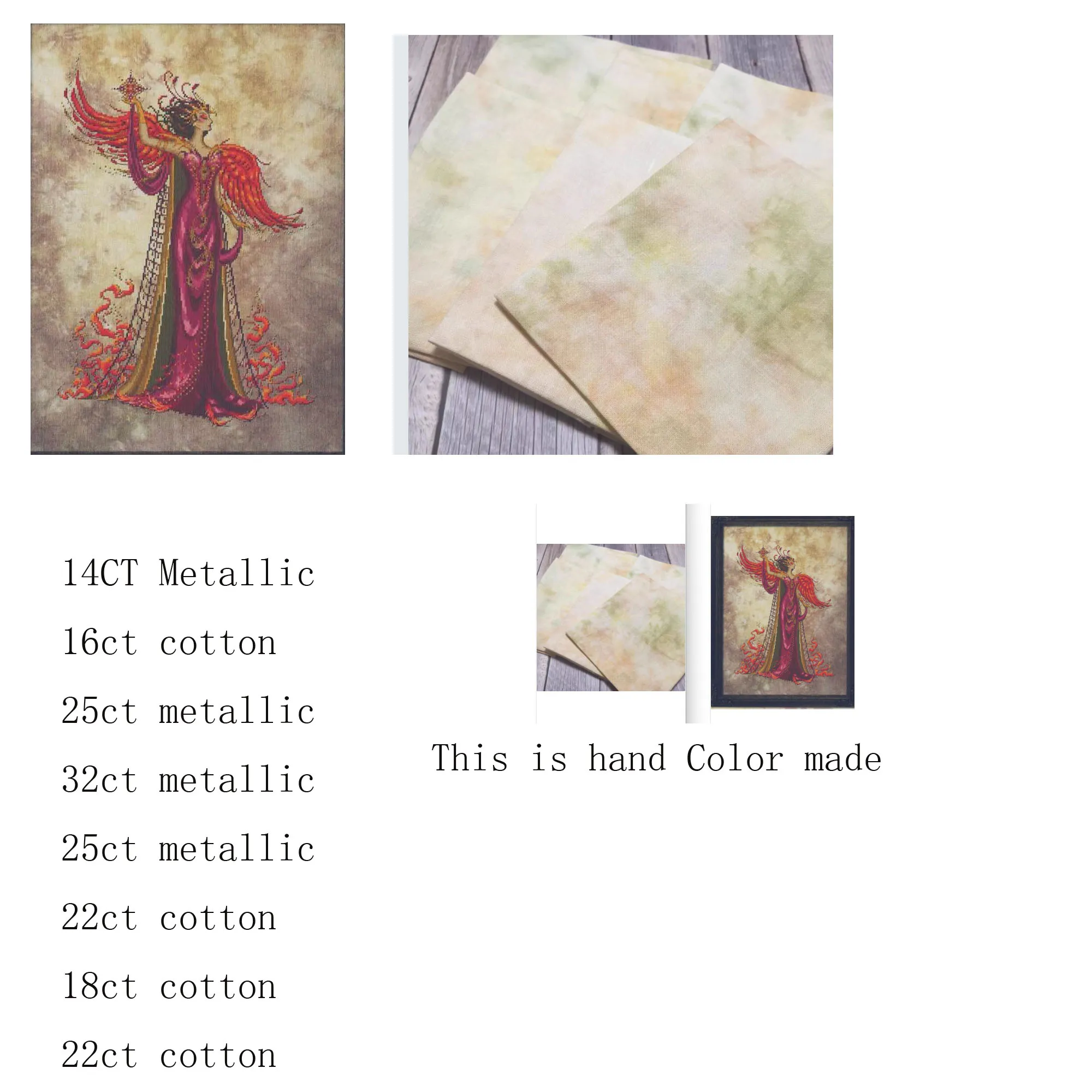 

Cross Stitch Kits, Embroidery, Cotton Thread, DIY, Autumn, Fairy Lady, Aida Fabric,-BF Fire Phoenix God HAND color aida
