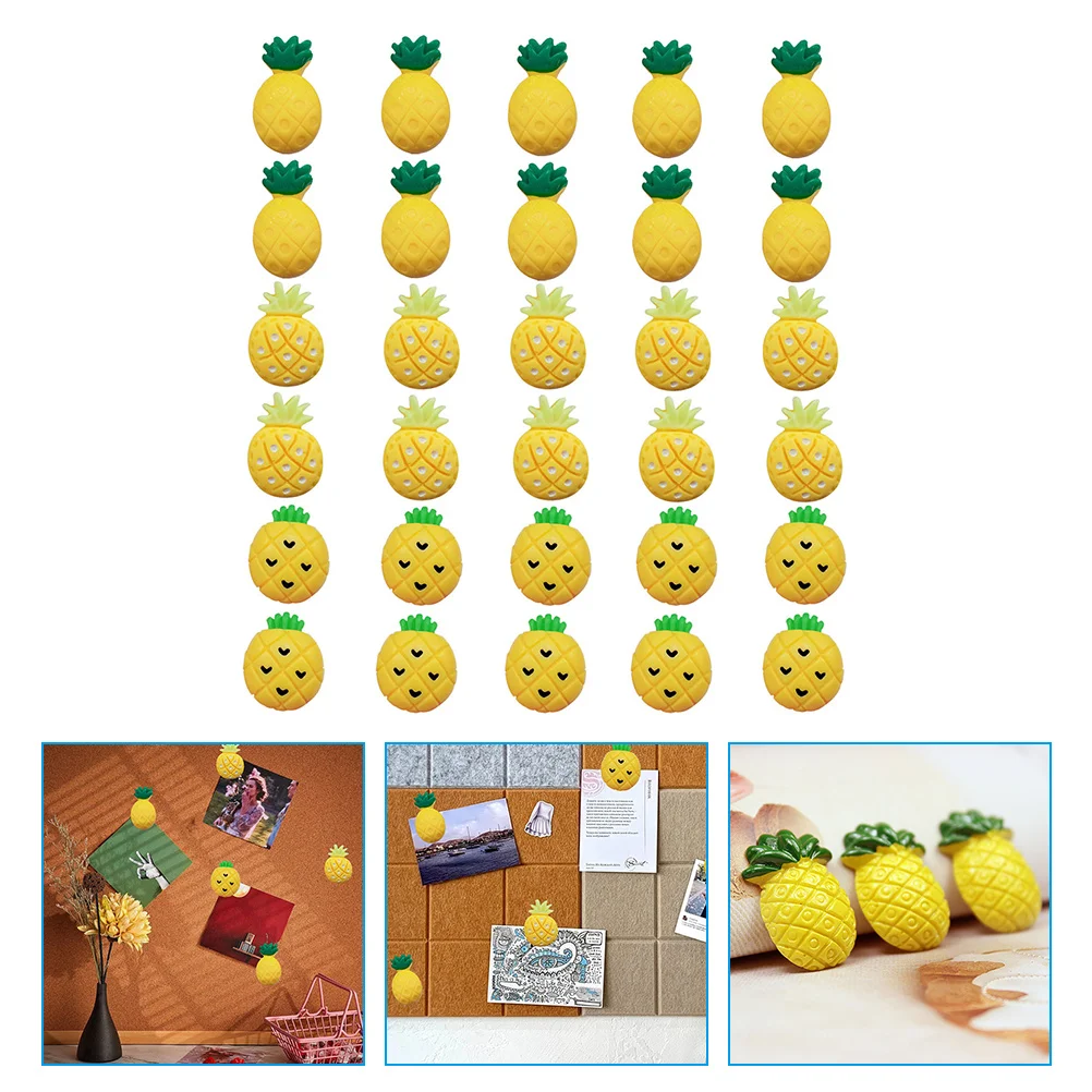 

30 Pcs Cork Board Pineapple Pushpin Decorations Lovely Thumb Tacks Fruit Decorative Yellow Cute Pushpins Office