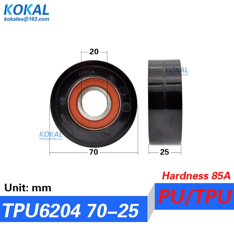 [PUd20] 1 قطعة عالية الجودة 6204 6904 6004RS بولي PU محمل كروي عجلة الأسطوانة آلة العد تحمل بكرة PU بكرة 2050 7 سنتيمتر