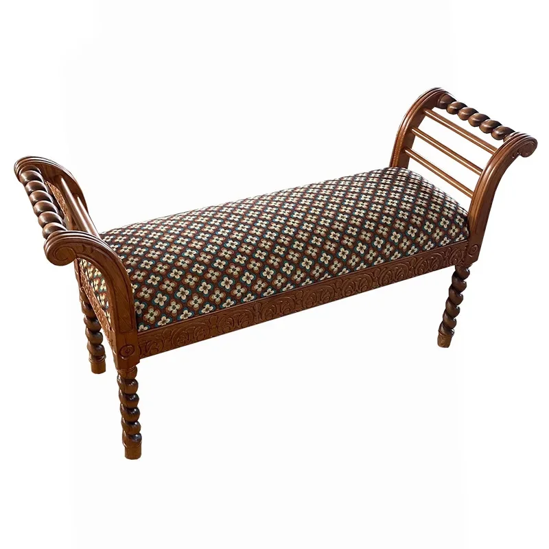 

Manor version of bedside stool, medieval solid wood door shoe changing long stool, retro wood