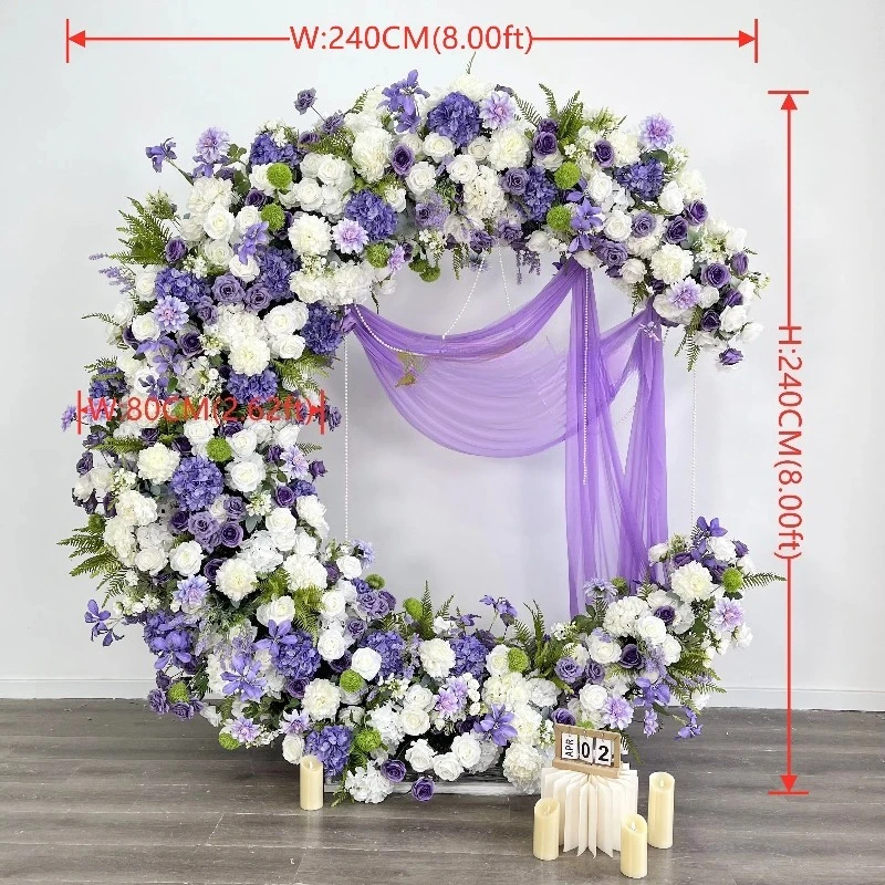 High Quality Artificial Wedding Flowers Popular Half Moon Floral Arch for Decorations