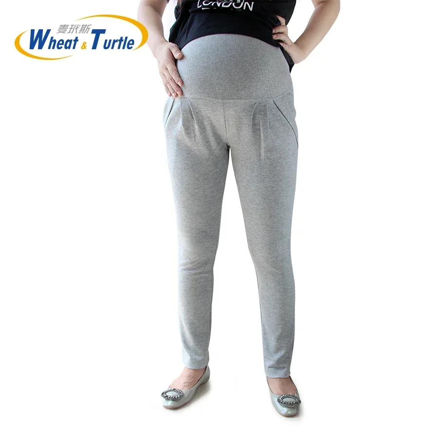 2023 New Arrival Designer Good Quality Light Grey Cotton Maternity Winter Leggings Comfortable Warm leggings For Pregnant Women