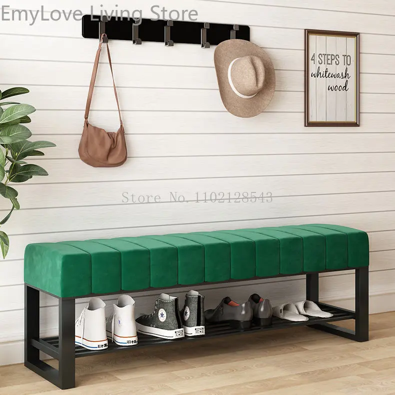 Nordic Shoe Changing Stools Modern Home Furniture Door Bench Living Room Sofa Ottomans Simple Bed End Stool Flannel Shoe Cabinet