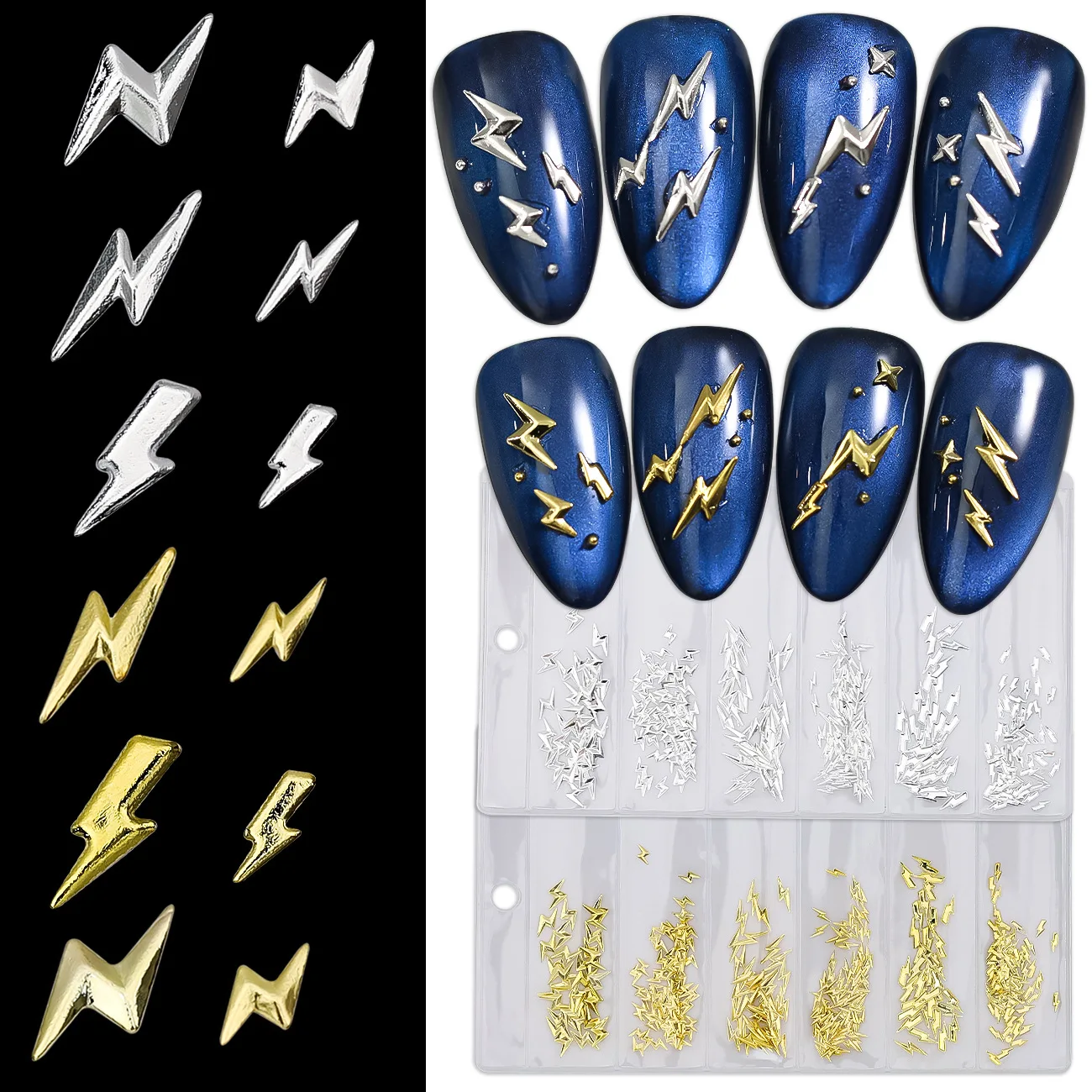 6 Griglie/Bag Punk Oro Argento Illuminazione Starlight Stella Rivetti Borchie Lega Unghie artistiche Strass Decorazioni Manicure Set di ciondoli fai da te