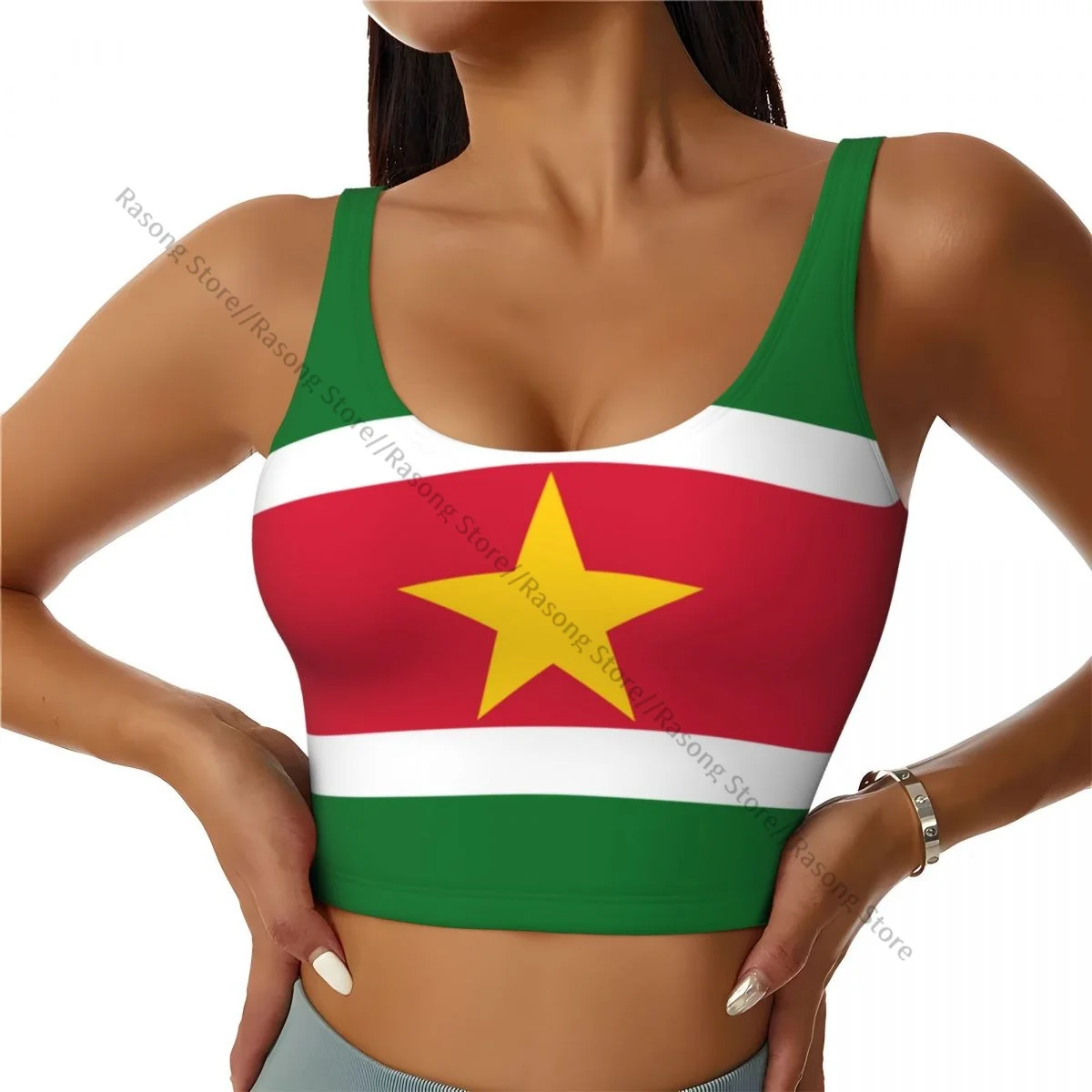 Yoga Vest Women Gym Sports Crop Tops Flag Of Suriname Streetwear Workout Breathable Tank Top Female