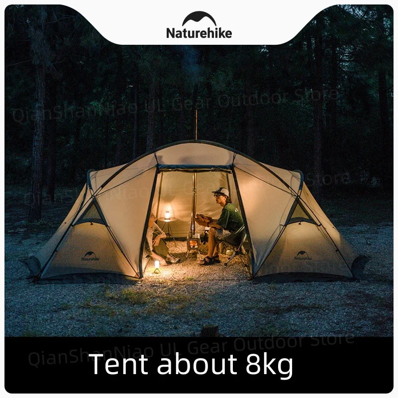 Naturehike Shandi Two Bedroom One Hall Tunnel Tent Outdoor Camping Double Layer Family Travel Tent Windproof