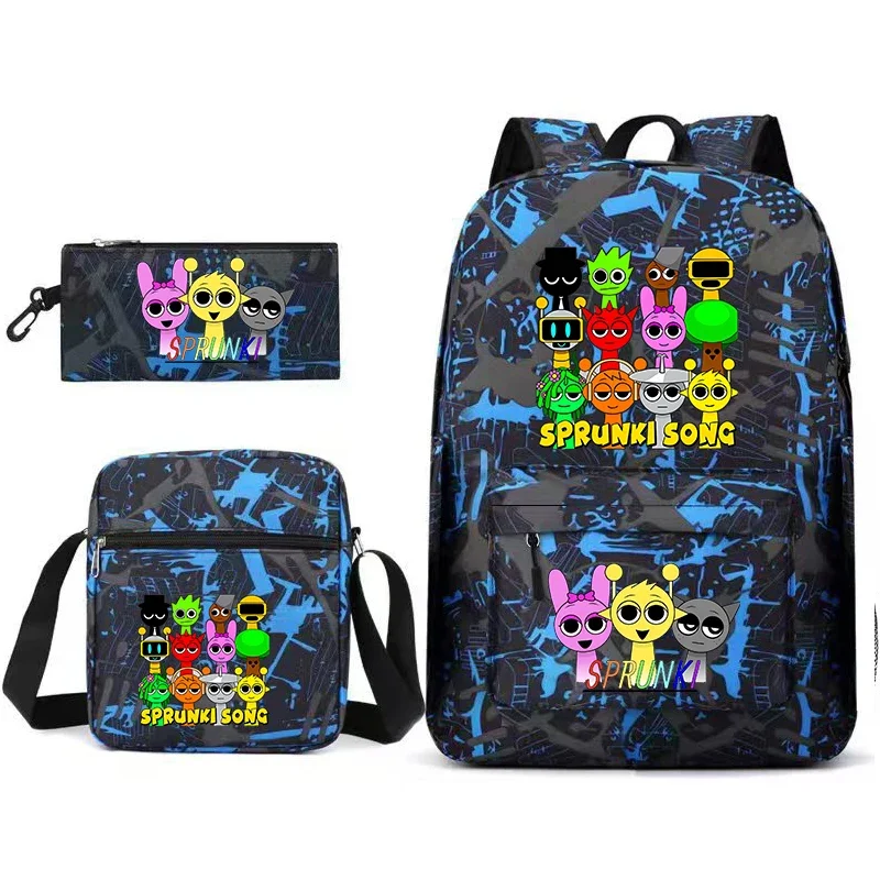 

3 шт., игровой рюкзак с принтом аниме, набор пеналов, сумка-тоут, большая вместимость, легкий дышащий уличный рюкзак