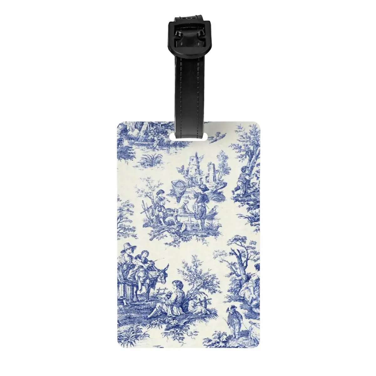 Marineblau Toile de Jouy Muster Gepäck anhänger Privatsphäre Schutz traditionelle Frankreich Kunst Gepäck anhänger Reisetasche Etiketten Koffer