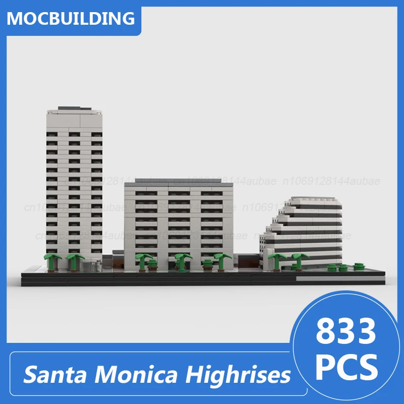 Blocs de construction modèle Santa Monica Highrises MOC, affichage d'architecture, bricolage, briques à assembler, Collection, jouets créatifs, cadeaux, 833 pièces