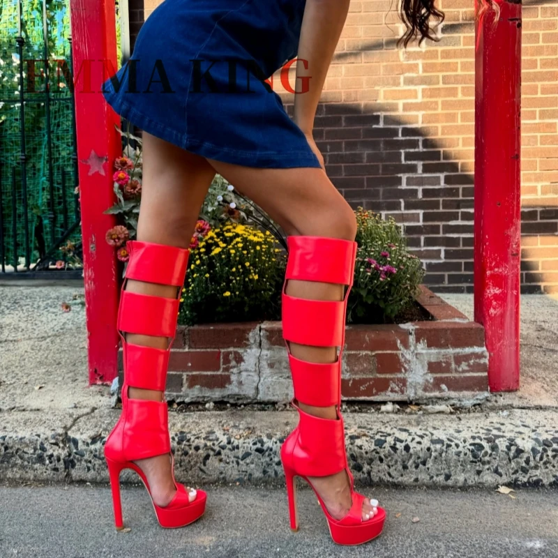 أسود مثير صنادل أرضية جولة المفتوحة تو خنجر عودة زيبر عالية الكعب قطع الأحذية موضة المنصة الصنادل المرأة الصيف #5