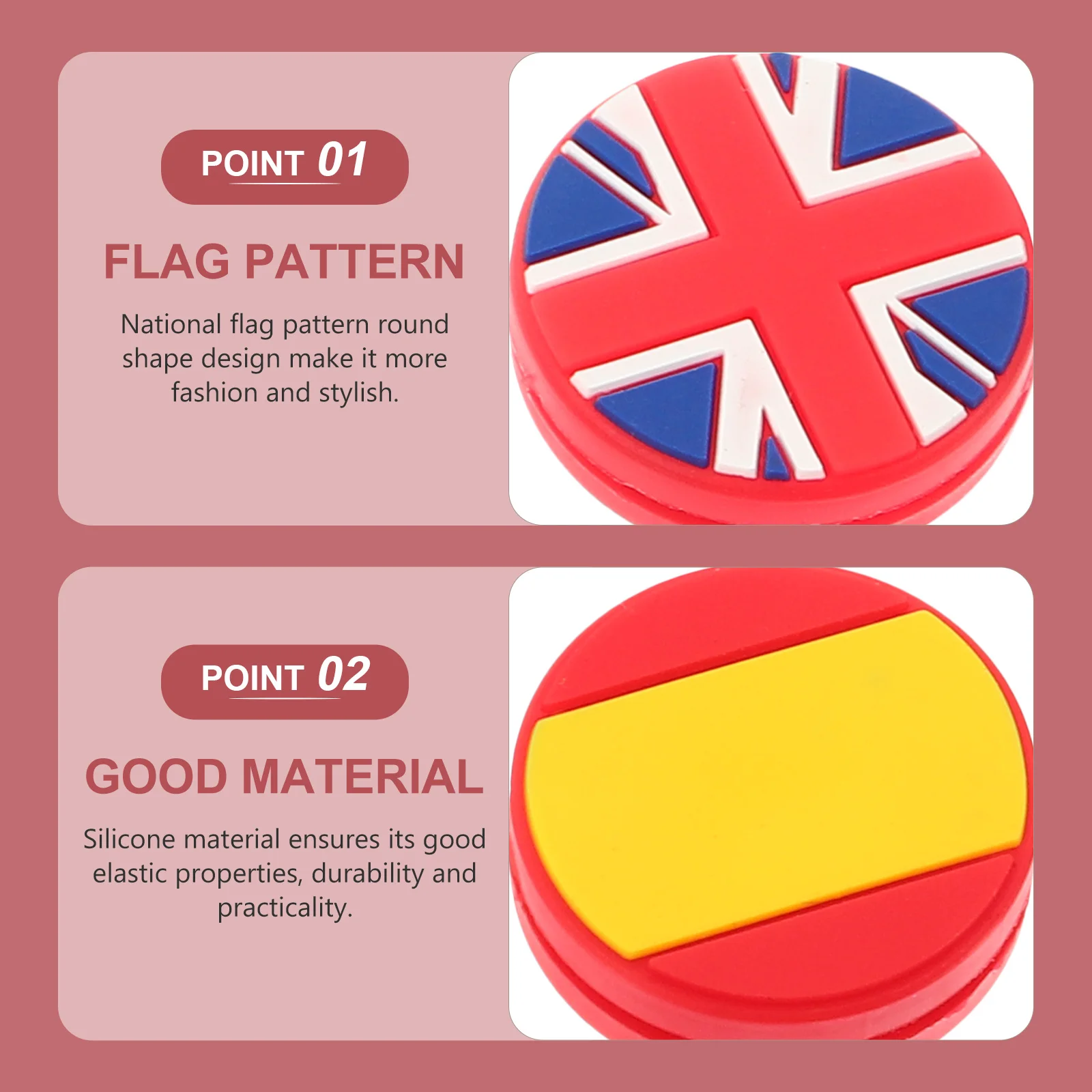 

10Pcs Silicone Tennis Racket Dampeners Round Shape National Flag Pattern Absorbers Reducing Vibration Improving Stability