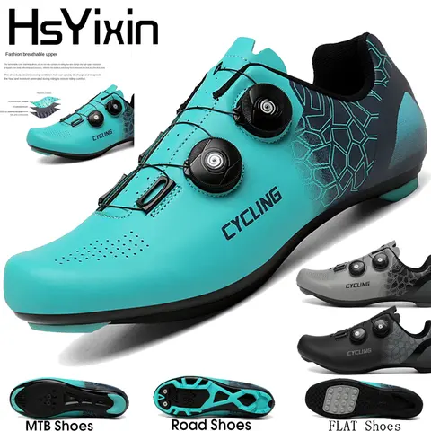 Cycling Shoes Men Breathable MTB Cleat Shoes Self-Locking Racing Road Bike SPD Shoes Lightweight Bicycle Sneakers Flat Bicycle S