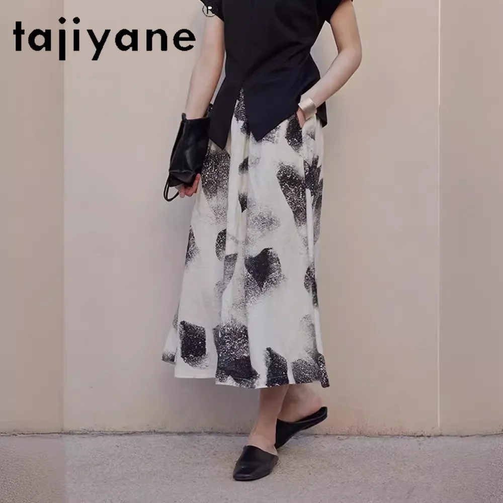 TAJIYANE 100% Linen Skirts for Woman Elegant Korean Fashion Long Skirt New Arrivals Fall Clothes 2024 Women Loose Юбка Женская