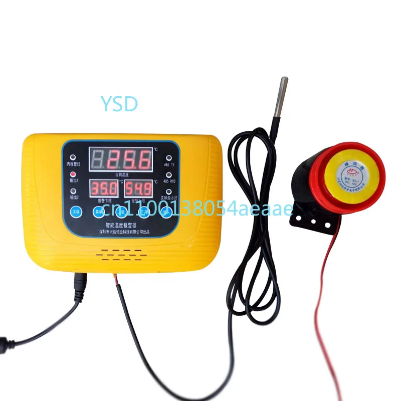 

High-precision temperature alarm for high/low temps, with controller limits, for machine rooms, breeding and greenhouses.