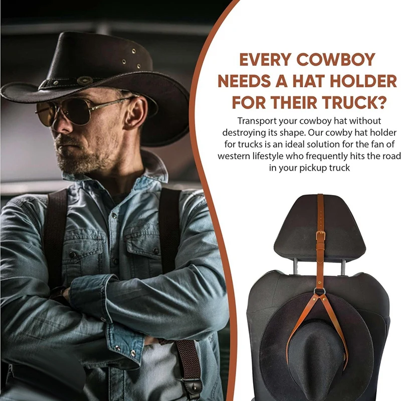 Cowboy Hat Holder For Trucks - Keep Your Hats Protected On The Road With Our Handmade Leather Cowboy Hat Rack. Hanger Durable