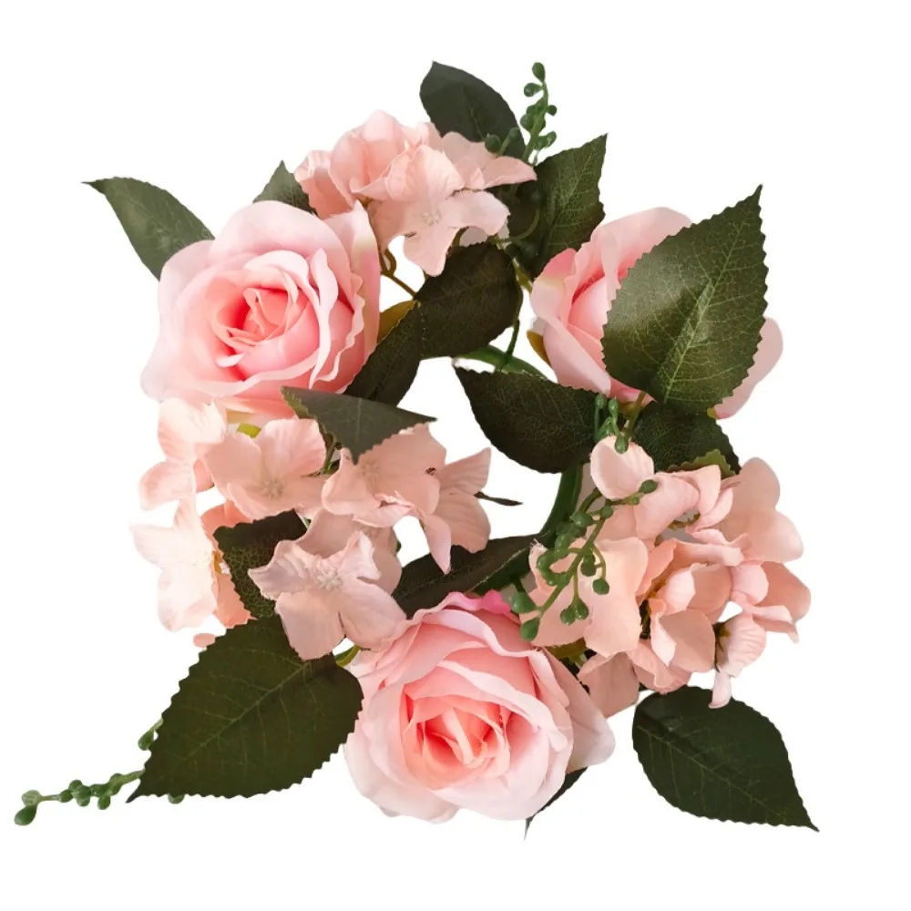 

20cm Silk Artificial Flowers Simulated European Style Candle Rings Wreaths Fake Rose Flower Window Display