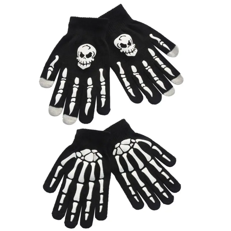 Guantes Unisex para adultos y niños, guantes con dedos completos para ciclismo de invierno, calavera de terror para Halloween, garra, esqueleto,