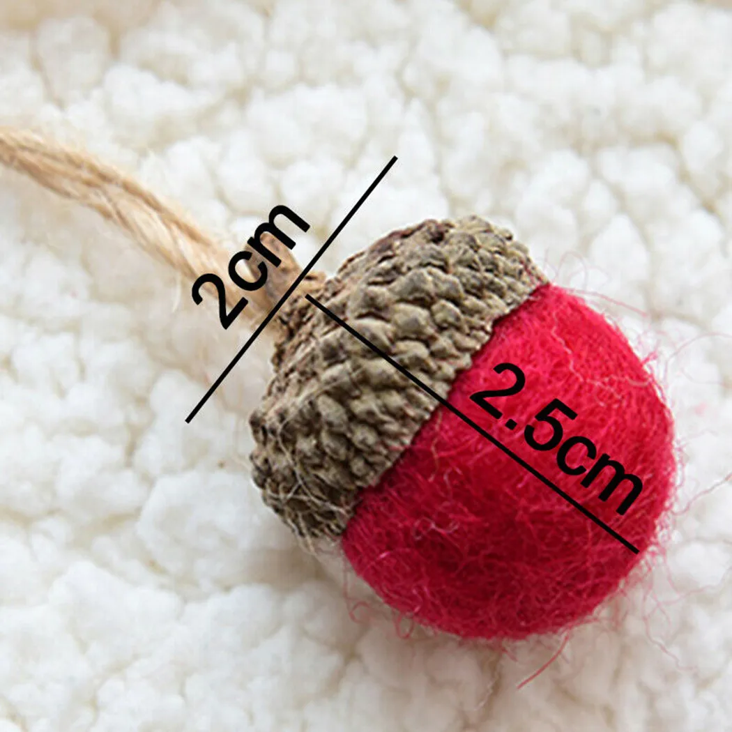 6Pcs Christmas Wool Felt Pine Tower Ball Pine Cone Acorn String DIY Material Pendant Christmas Tree Decorations New Year Navidad