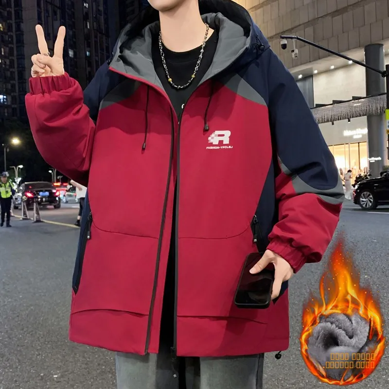 

Мужская утепленная флисовая рабочая куртка 2025 года: новая теплая повседневная куртка на молнии для подростков и старшеклассников