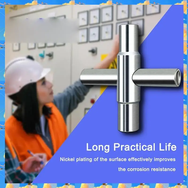 FTS 2 ชิ้นประแจกุญแจ 4 ทิศทาง,กุญแจยูทิลิตี้น้ํามัลติฟังก์ชั่น,ประแจเหล็กสําหรับก๊อกน้ํา,ผ้ากันเปื้อนท่อ,ก๊อกน้ําและอื่นๆ