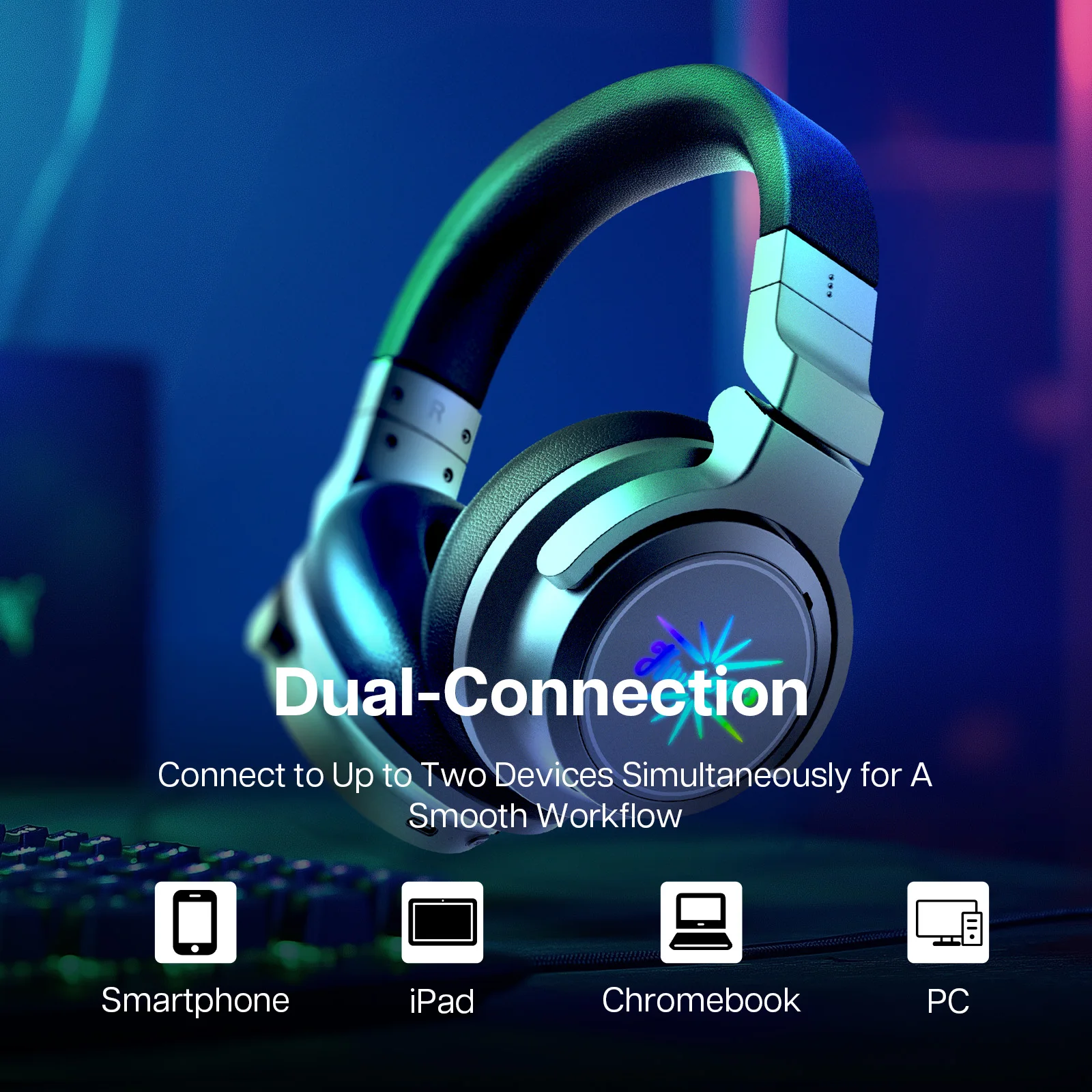 سماعات كيوي آذان أفينتوس بلوتوث محورية للسائق DJ والألعاب بلوتوث/سماعات رأس سلكية بخاصية إلغاء الضوضاء النشطة