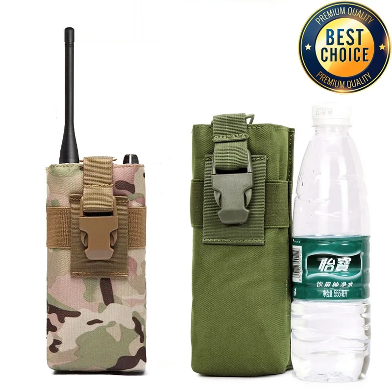 Tactical Molle Radio Walkie Talkie Pouch Water Bottle Holder Pocket Outdoor Sports Camping Radio Magazine Mag Pocket