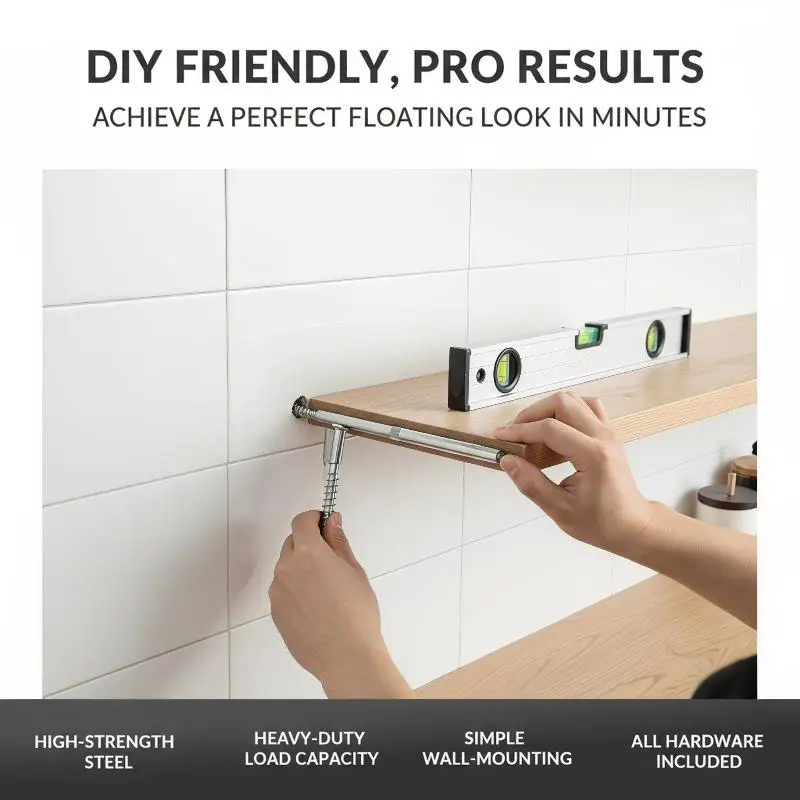 100-300mm Invisible Floating Shelf Bracket Wall Mount Bookshelf Partition Support Hardware Set