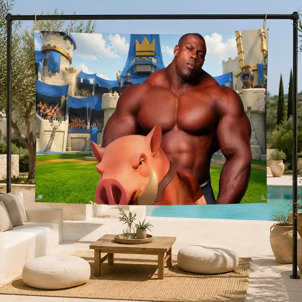 Meme Viral Humor F-Funny Pig Knight Flags Fan support, home, dormitory, wall decoration, outdoor camping, party banners, gifts