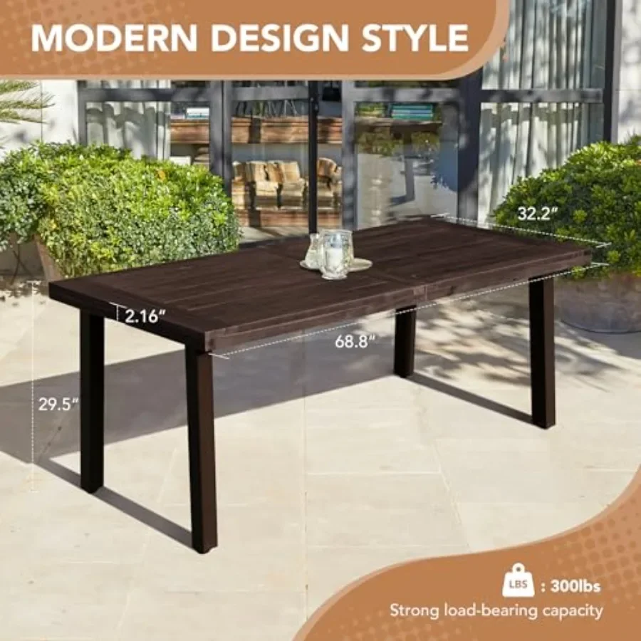 6 Person Acacia Wood Dining Table for Kitchen
