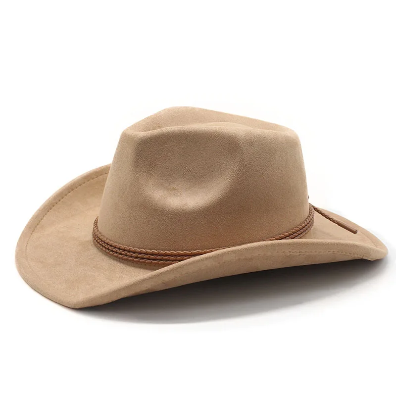 2025 Western-Cowboyhut im Ethno-Stil, Zylinder, Herbst und Winter, Filzhut für Herren und Damen, umgedrehte Kante, Jazz-Hut – Detail 3