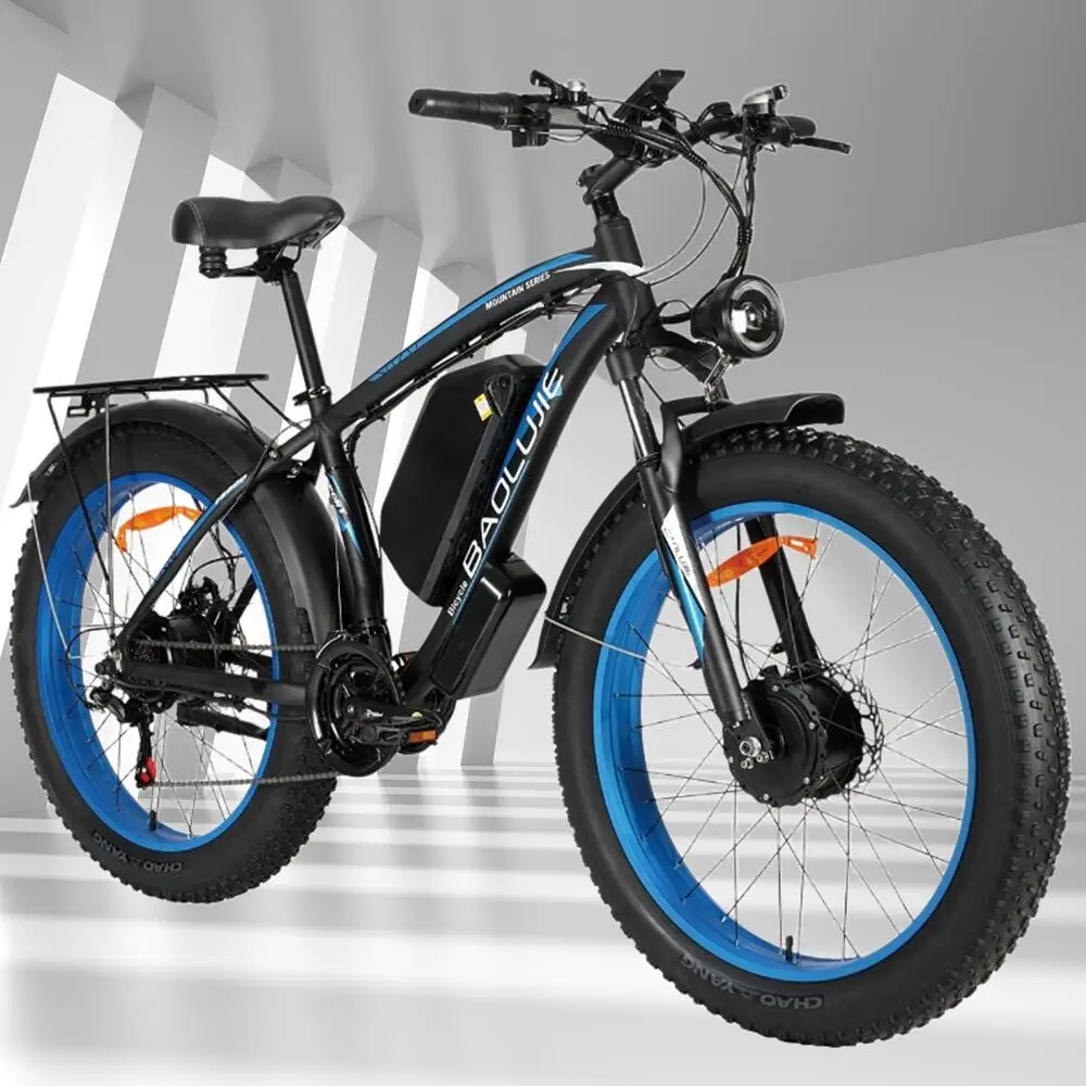 

Adult Fat Tire Mountain Electric Motorcycles Bicycle 1500W+1500W 40 Mile Long Range 26 Inch 48V/52V 23AH/32AH Fast Electric Bike