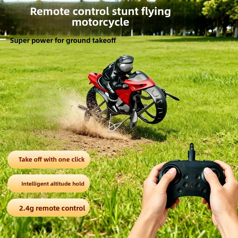 2.4G RC Flying Motorcycle Drone Stunt Roll Quadcopter Model Remote Control Aircraft Toy 360 Flip Kids Boys Birthday Gift