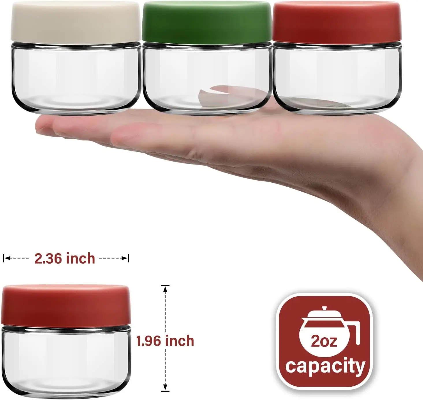 12-Pack Salad Dressing Containers To Go, 2oz Glass Jars with  MIni Condiment Sauce Dipping Cups Food Prep Jars Lunch Accessories