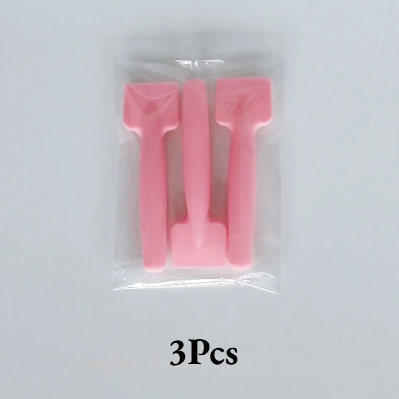 Spazzola per maschera facciale in silicone rosa da 3 pezzi con design a pala a spatola per un'applicazione uniforme della pelle sensibile al viso ​   Strumento per la cura della pelle