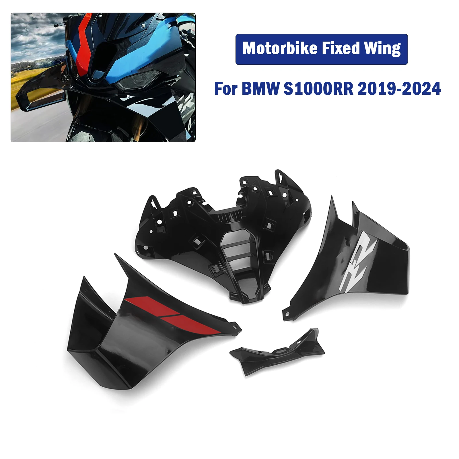 For BMW S1000RR S1000 RR 2019-2022 20 21 Motorcycle Fixed Wing Spoiler, Aerodynamic Wing, New Fixed Wing Fairing, Side Spoiler