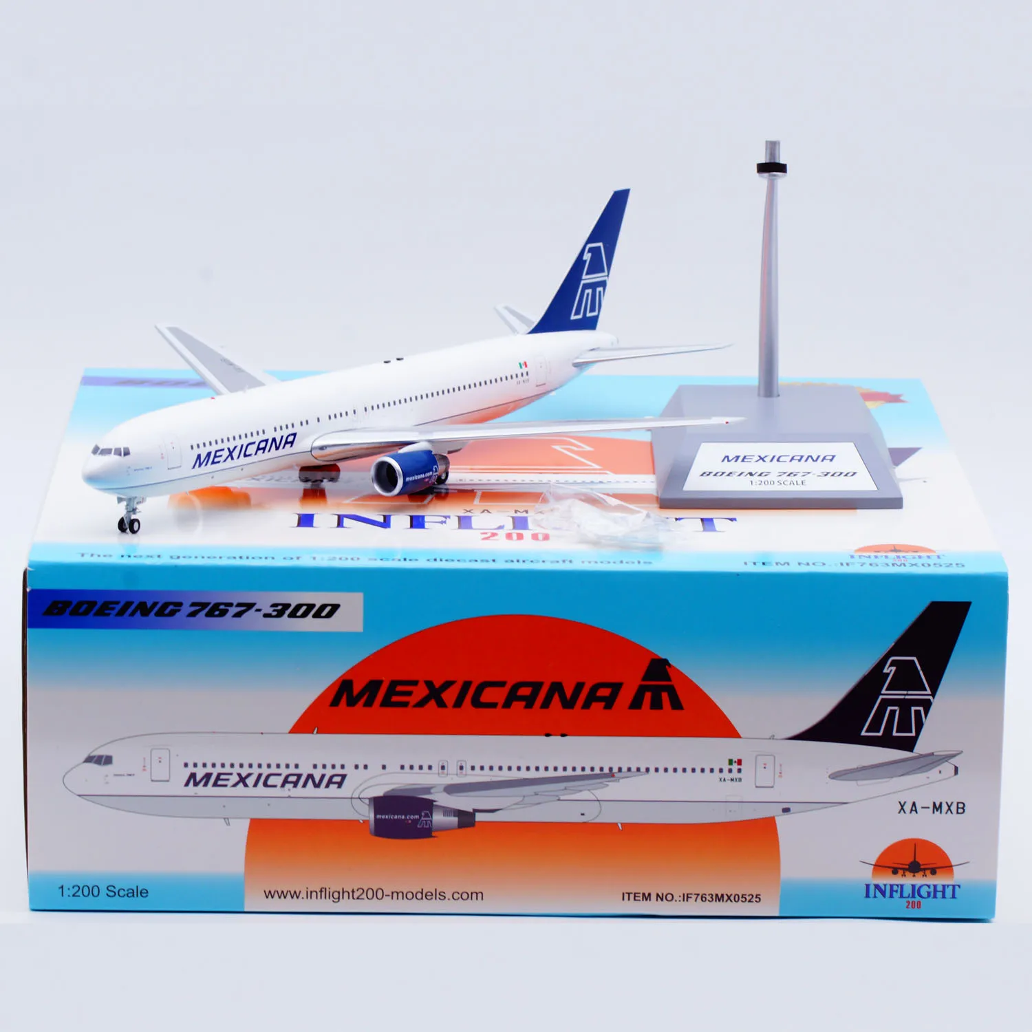 

IF763MX0525 Alloy Collectible Plane Gift INFLIGHT 1:200 Mexicana Airlines Boeing B767-300/ER Diecast Aircraft Jet Model XA-MXB