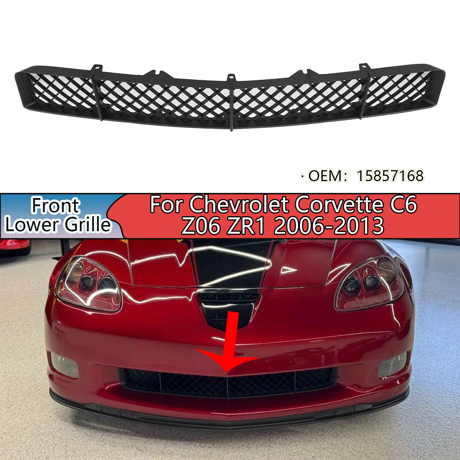 

Car Front Lower Grille For Chevrolet Corvette C6 Z06 ZR1 2006-2013 Car Accessories Body Kit Matte Black 15857168 Replacement