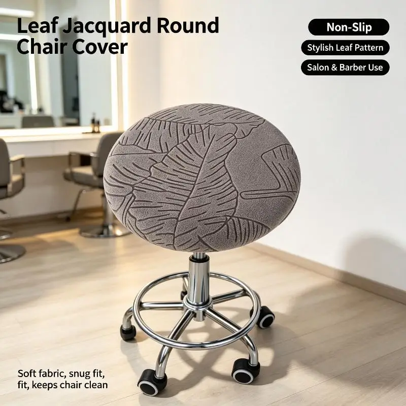 1Pcs Soft Jacquard Round Bar Stool Seat Cover Elastic Stretch Durable Chair Protector Slipcover for Home Bar Cafe Dining